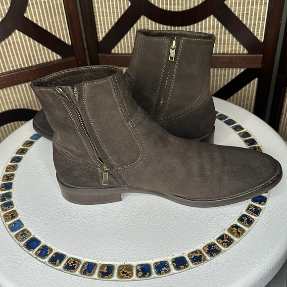 To Boot New York Adam Derrick Boots Mens 12 Muller Dark Brown Waxed Suede Zip - Picture 10 of 10